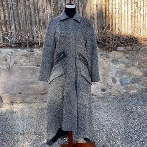 Elegant Brown Tweed Women's Long Coat